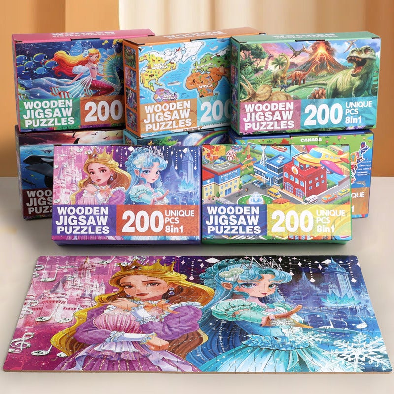 Kidsren'S Educational 200-Piece Wooden Boxed Puzzle Puzzle Kindergarten Baby Early Education Educational Building Block Toys - Image 2